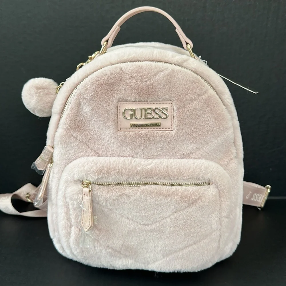 New Guess Blush Faux Fur Backpack